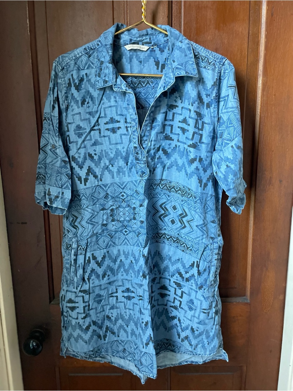 Soft Surroundings women's size large blue denim shirt dress